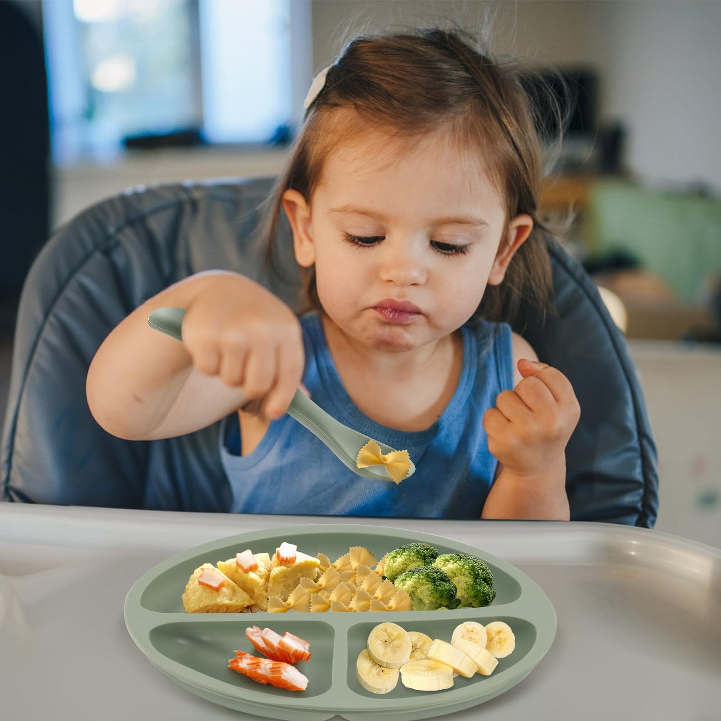 Eascrozn 6 Pack Silicone Baby Spoons, Baby Spoons Self Feeding 6 Months+, BPA Free, Soft Tip Baby Utensils Feeding Spoon, Baby Led Weaning Supplies, Dishwasher and Boil Safe