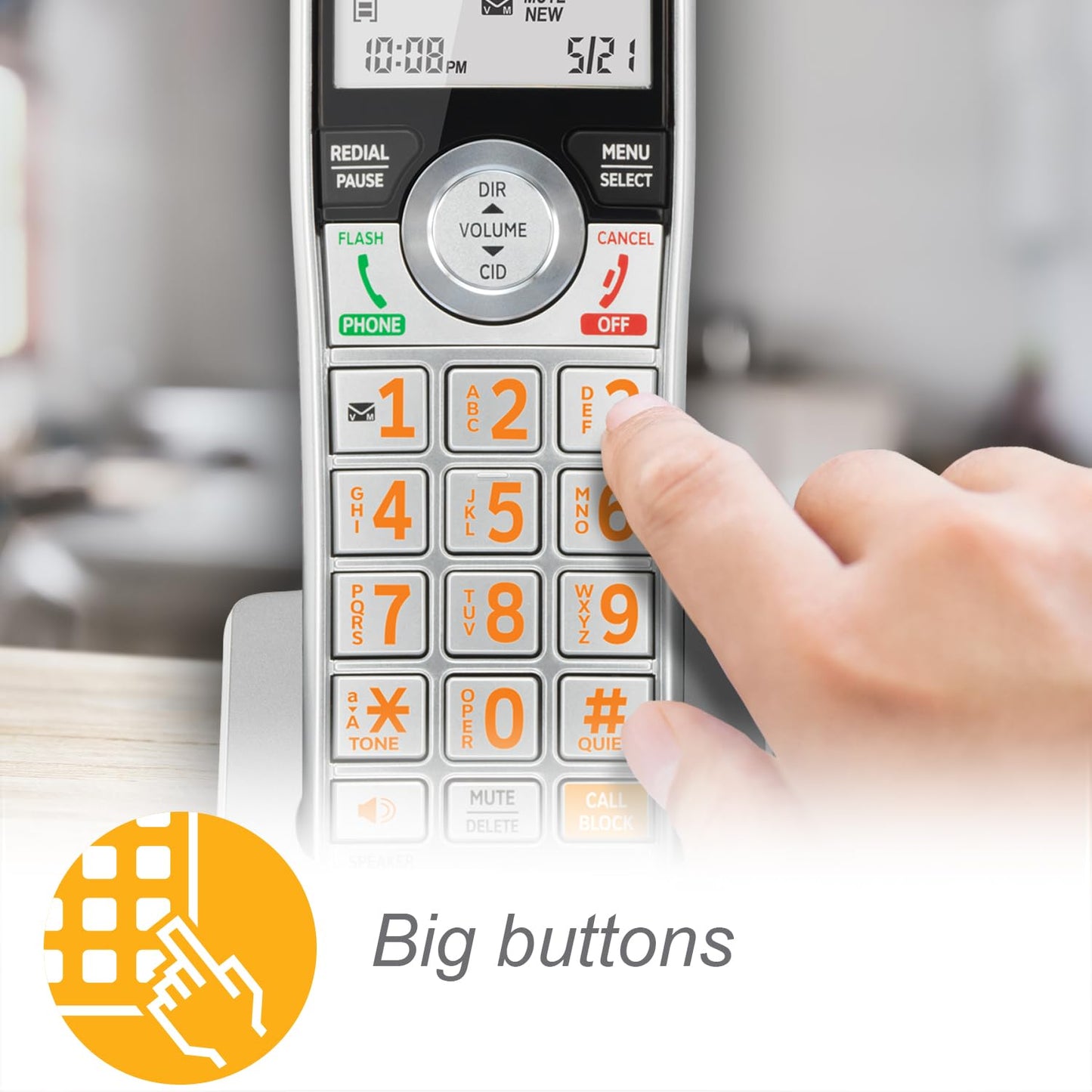 AT&T DECT 6.0 Expandable Cordless Phone with Answering System, Silver/Black with 3 Handsets