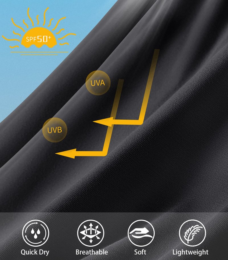 NORTHYARD Men's Sun Protection Shirts UPF 50+ Long Sleeve Swim Rash Guard Shirt Running Workout Athletic Hiking UV Fishing Black L
