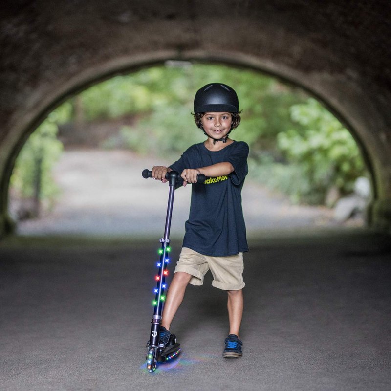 Jetson Scooters - Jupiter Kick Scooter (Blue) - Collapsible Portable Kids Push Scooter - Lightweight Folding Design with High Visibility RGB Light Up LEDs on Stem, Wheels, and Deck