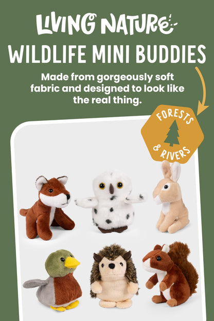 Living Nature Wildlife Buddies, 6 x Realistic Mini Cuddly Woodland Toys, Naturli Eco-Friendly Plushies, 9cm