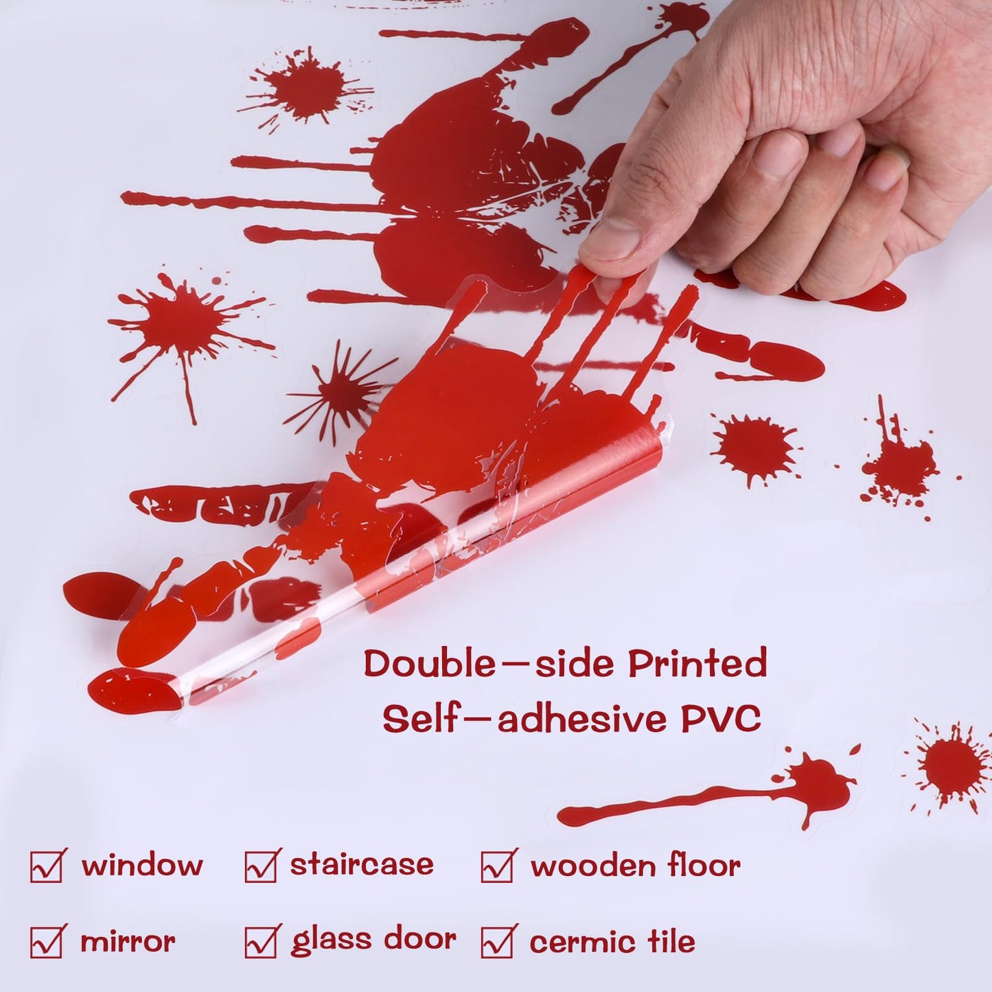 Halloween Decorations 165 PCS, 8 Sheets Bloody Handprint Footprint Halloween Wall Decal Floor Window Stickers,10 Sheets Wound Tattoo Stickers, Scary Party Decorations Window Stickers