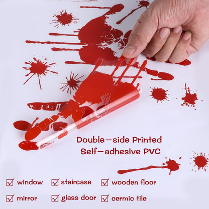 Halloween Decorations 165 PCS, 8 Sheets Bloody Handprint Footprint Halloween Wall Decal Floor Window Stickers,10 Sheets Wound Tattoo Stickers, Scary Party Decorations Window Stickers