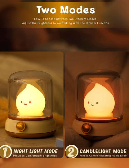 WANIDEA Cute Ghost Campfire Lamp, Halloween Decor,Kids Night Light，Adjustable Dimmable Rechargeable Night Light for Kids, Girls, Boys Gifts,Halloween,Christmas Decorations