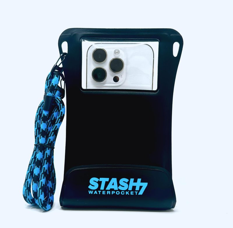 Stash7 Waterproof Phone Pouch w/Long Lanyard | IPX8 Adventure Grade Cellphone Dry Bag Case, Fits iPhone 15 Pro Max,14 Pro Max, 13 Pro Max, XS, XR, Galaxy S21, for Snorkeling, Kayaking, Cruise Black