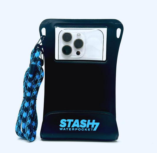 Stash7 Waterproof Phone Pouch w/Long Lanyard | IPX8 Adventure Grade Cellphone Dry Bag Case, Fits iPhone 15 Pro Max,14 Pro Max, 13 Pro Max, XS, XR, Galaxy S21, for Snorkeling, Kayaking, Cruise Black