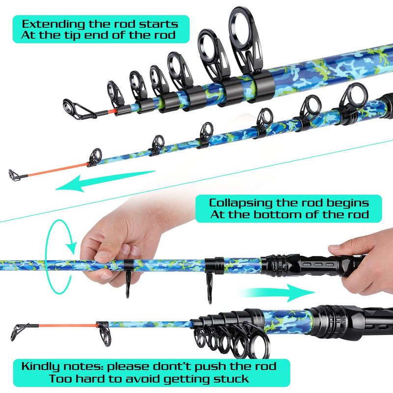 Sougayilang Telescopic Fishing Rod and Reel Combo – Full Kit with Carrier Bag, 11+1 Bearings Spinning Reel, Carbon Fiber Travel Pole for Bass, Trout, Catfish, Redfish – Saltwater Freshwater