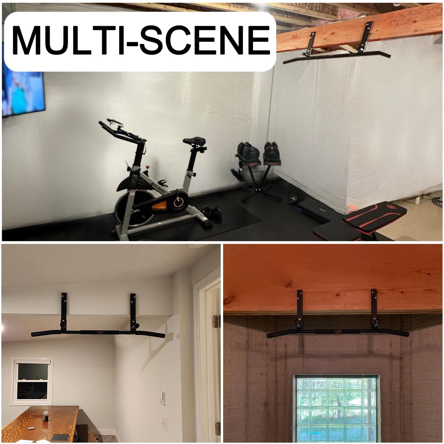 Fitarc Joist Mount Pull Up Bar, Chin Up Bar Ceiling Mount, Heavy Duty, Workout for Home Gym, 42 in Wide -Patent Pending