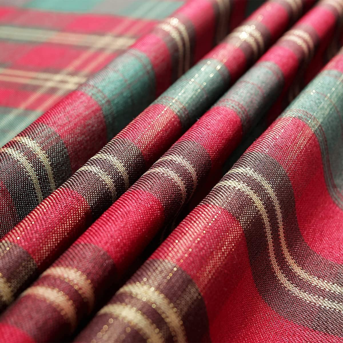 SASTYBALE Christmas Tablecloth Red,Plaid Rectangle Xmas Metallic Fabric Table Cloth Dust-Proof Wrinkle Resistant Heavy Weight Polyester Table Cloths for Holiday Kitchen Dinning Tabletop(52" x 70")