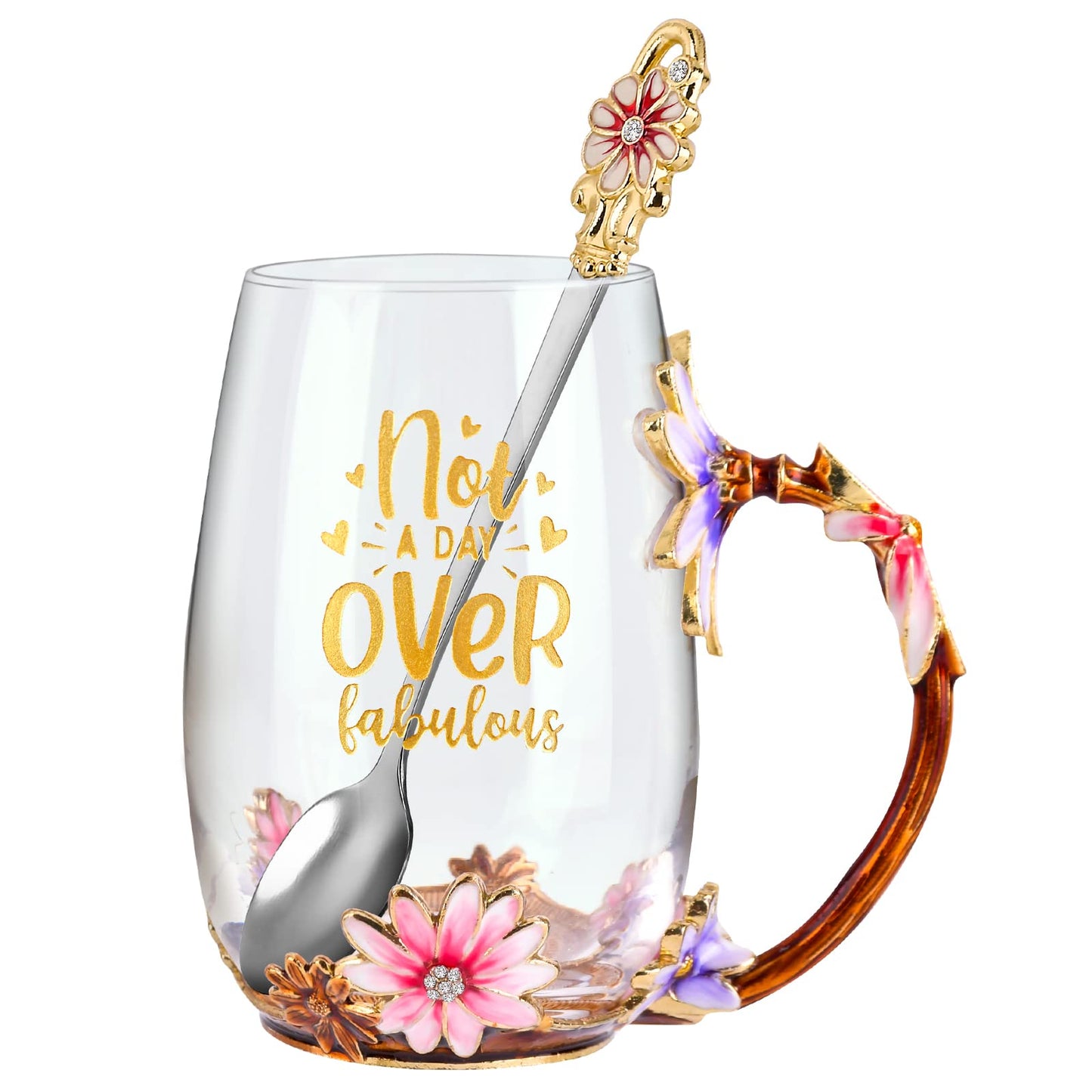 OEAGO Gifts for Mom Women Valentines Day Gifts for Her Glass Coffee Enamels Mug Best Birthday Valentine's for Girlfriend Wife Mothers Day from Daughter Son Tea Cup Stocking Stuffers Christmas