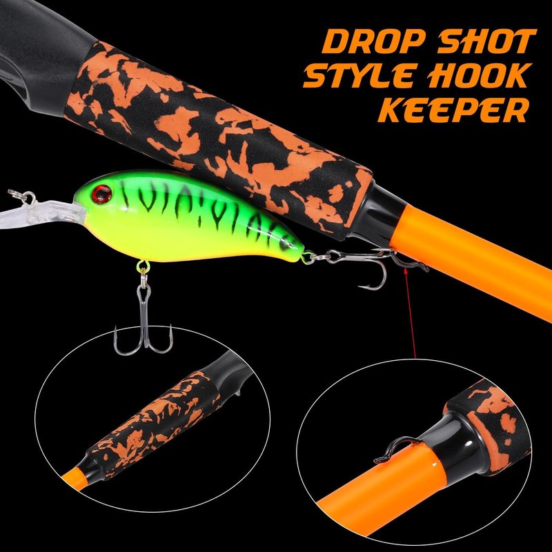 Sougayilang Spinning Combo - 5.2:1 Gear Ratio Fishing Rod with 15.6LB Drag | IM7 Graphite, Stainless Steel Guides for Bass, Trout, Redfish
