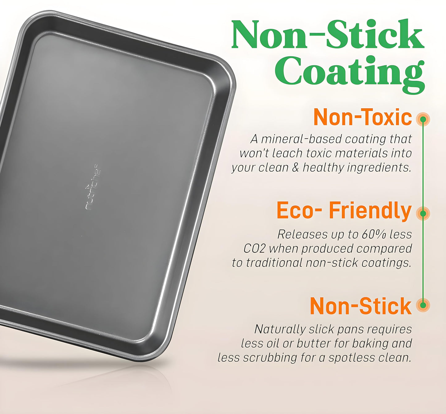 Nonstick Cookie Sheet Baking Pan - 2-Pc. Professional Quality Kitchen Cooking Non-Stick Bake Trays with Gray Coating Inside & Outside, Dishwasher Safe