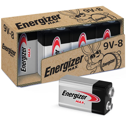 Energizer MAX 9V Batteries (8 Pack), 9 Volt Alkaline Batteries