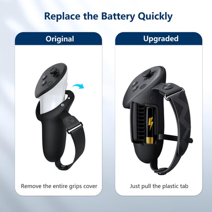 AMVR Upgraded Controller Grips Cover Compatible with Meta/Oculus Quest 3S/Quest 3 Accessories, with Battery Opening Cover and Knuckle Straps Protector