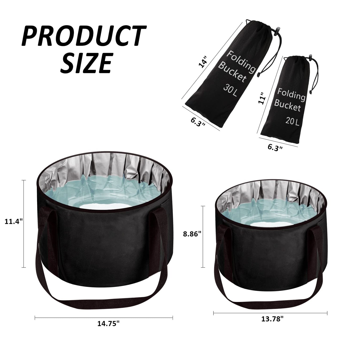 Foot Bath Basin 20L Collapsible Bucket, Portable Foot Soak Tub Feet Soaking Bucket for Outdoor Travel, Camping, Fishing(Black)
