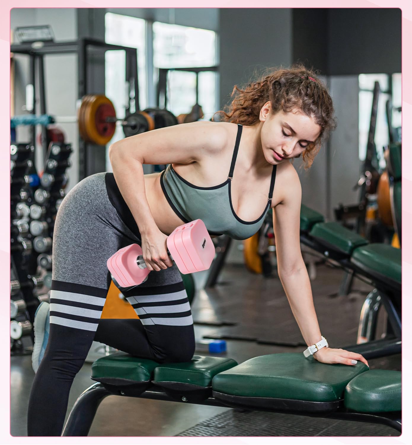 20LBS Adjustable Dumbbell Set for Women Men, 4 in 1 Free Weights Dumbbells Set Hand Weights Set Adjust Dumbbell Weight Set for Home Gym Exercise Workout Strength Training Equipments, Pink