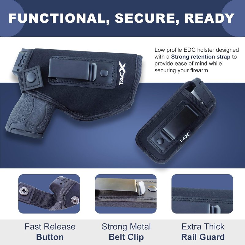 Universal IWB Holster - Concealed Carry Neoprene Bundle for S&W M&P Shield 9/40, 1911, XDS, Taurus, Glock