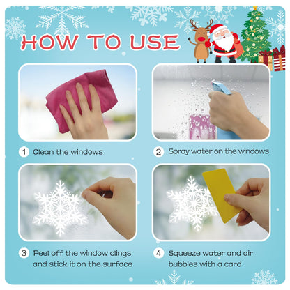 Homerove 510 Pcs 10 Sheet Double-Sided Christmas Window Clings, Christmas Snowflake Window Cling Stickers for Glass, Xmas Holiday Snowflake Decals for Party