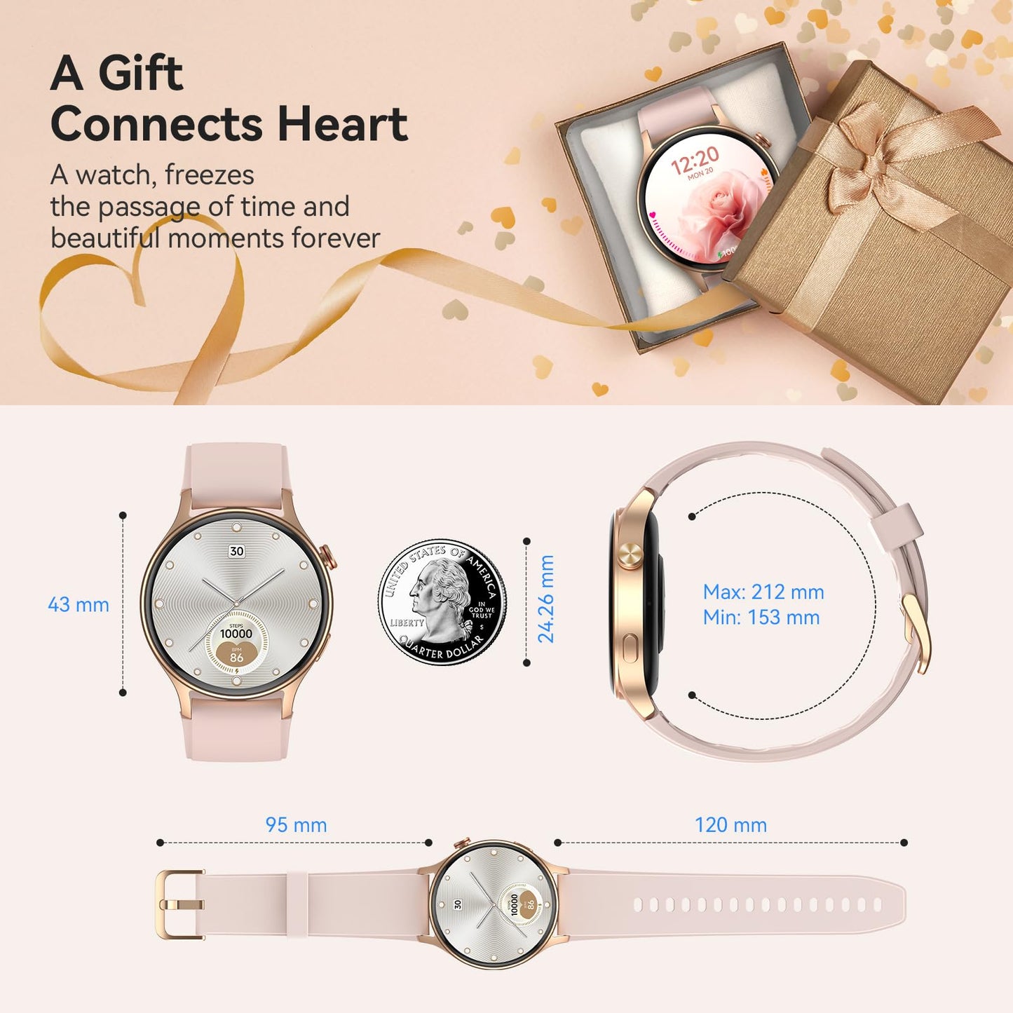 aeac Smart Watch for Women, 1.32'' AMOLED Ultra-Clear Screen Activity Trackers with Heart Rate/Sleep/SpO2 Monitor, Smartwatch for iPhone/Samsung/Android, 110+ Sport Modes Waterproof Fitness Watch