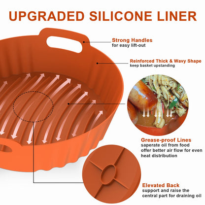 Air Fryer Silicone Liners Square 2 Pack 7.1 Inch Airfryer Liners 4-7 QT Reusable Air Fryer Liners Silicone Pot Oven Liner Baking Tray, Air Fryer Basket Silicone Mat Bowl Air Fryer Accessories Kitchen