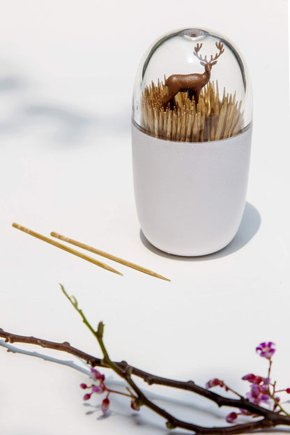 QUALY Deer Meadow Toothpick Holder - Unique Home Design Decoration - Unusual Gift - BPA-Free Cool Kitchen Gadgets - Modern Home Decor