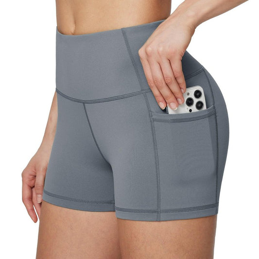 baleaf Gym Workout Shorts Women 3" Biker Yoga Spandex Running Volleyball Tummy Control Compression Short with Pockets Grey XXL
