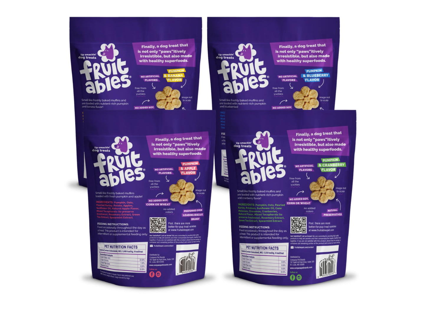 Fruitables Pumpkin Dog Treats, 7oz, Crunch Variety 12-Pack