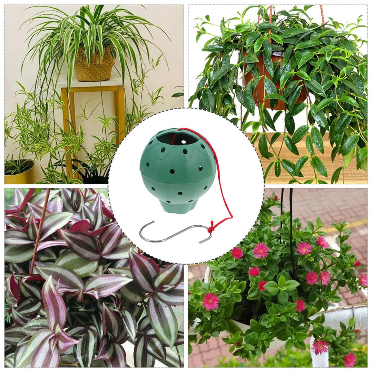 PACKOVE 5pcs Multi-Opening Strawberry Jar Planters for Seed Starting and Hanging Succulents, Plastic Round Flower Pots with Drainage for Indoor Outdoor Gardening