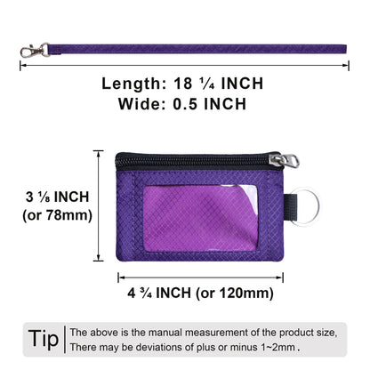 CHENSPRX Minimalist RFID Blocking Small Wallet with ID Window,WaterResistant Zip Id Case Wallet with Lanyard Keychain for Cards,Cash,Travel,Women,Men (Violet+purple)