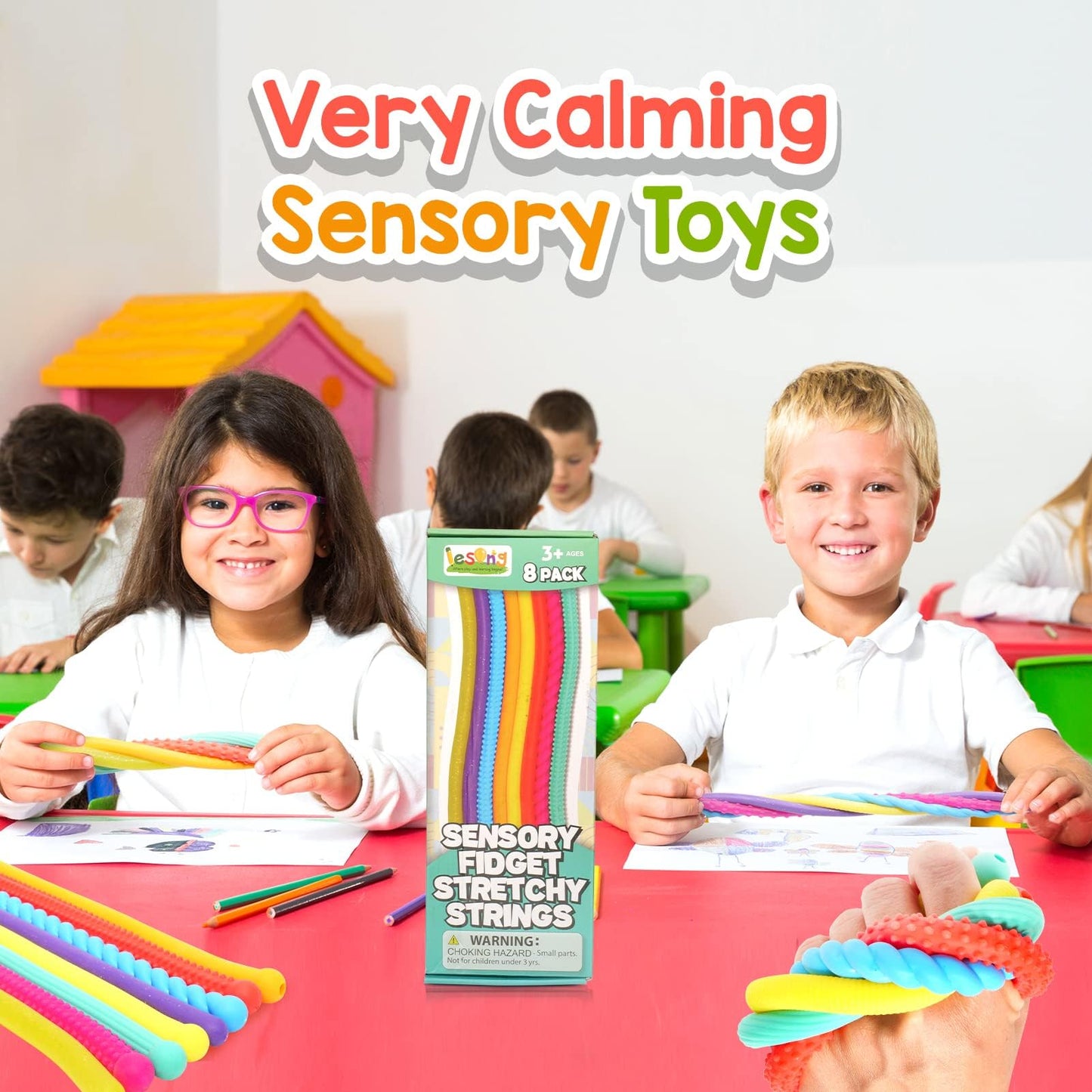 Sensory Autism Toys for Kids - Textured Stretchy Fidget Toys for Stress - Sensory Toys Special Needs for Autistic Toddlers Boys Girls Stocking Stuffers Gifts, Treasure Prizes Classroom - 8 Pack