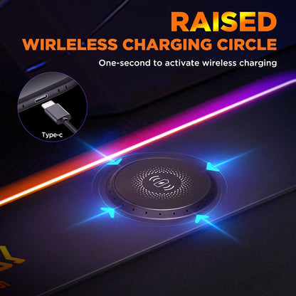 Gimars RGB Gaming Mouse Pad,15W Wireless Charging Mousepad with 10 Light Modes, Large Mousepad with Premium Smooth Surface, Non-Slip Mouse Mat for Gaming, Desk, PC,Office, 31.5x11.8x0.16inch