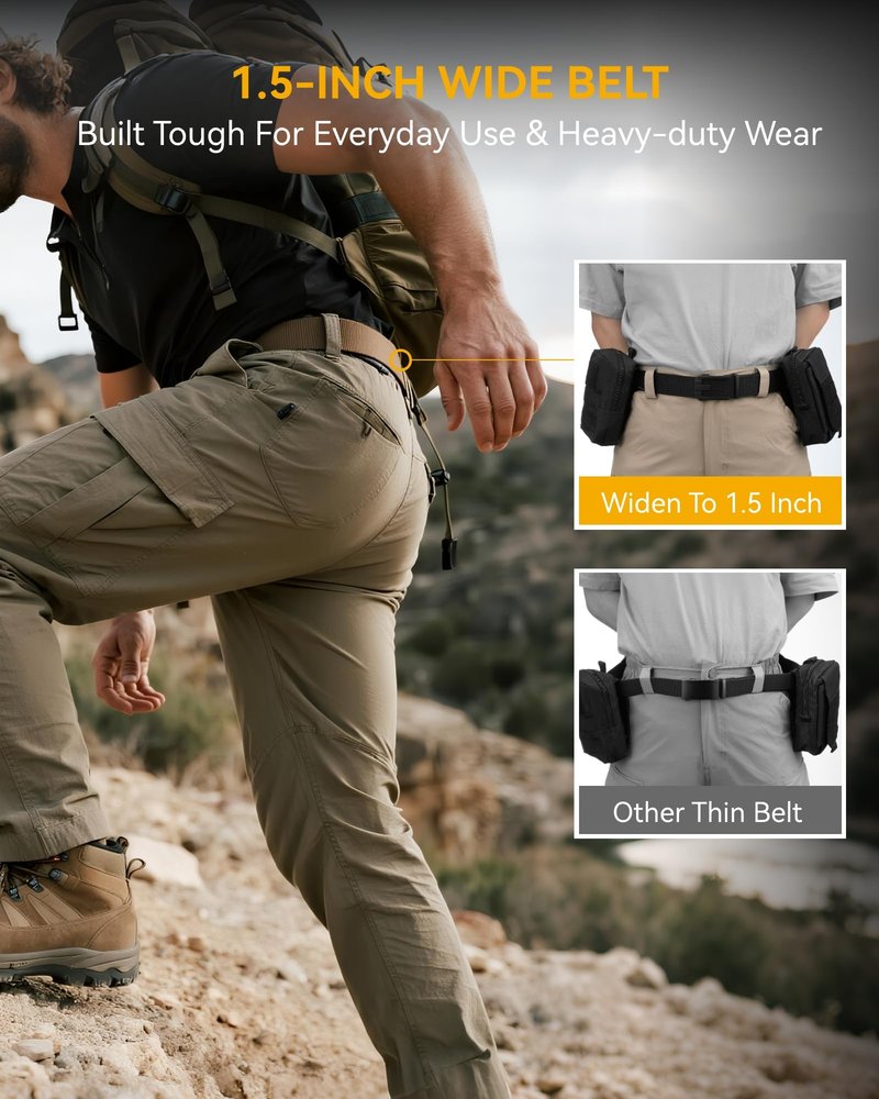 CHAOREN Ratchet Tactical Belt Men – 1.5" Adjustable Nylon Web Belt – Quick Release for Work, EDC, Outdoor Use
