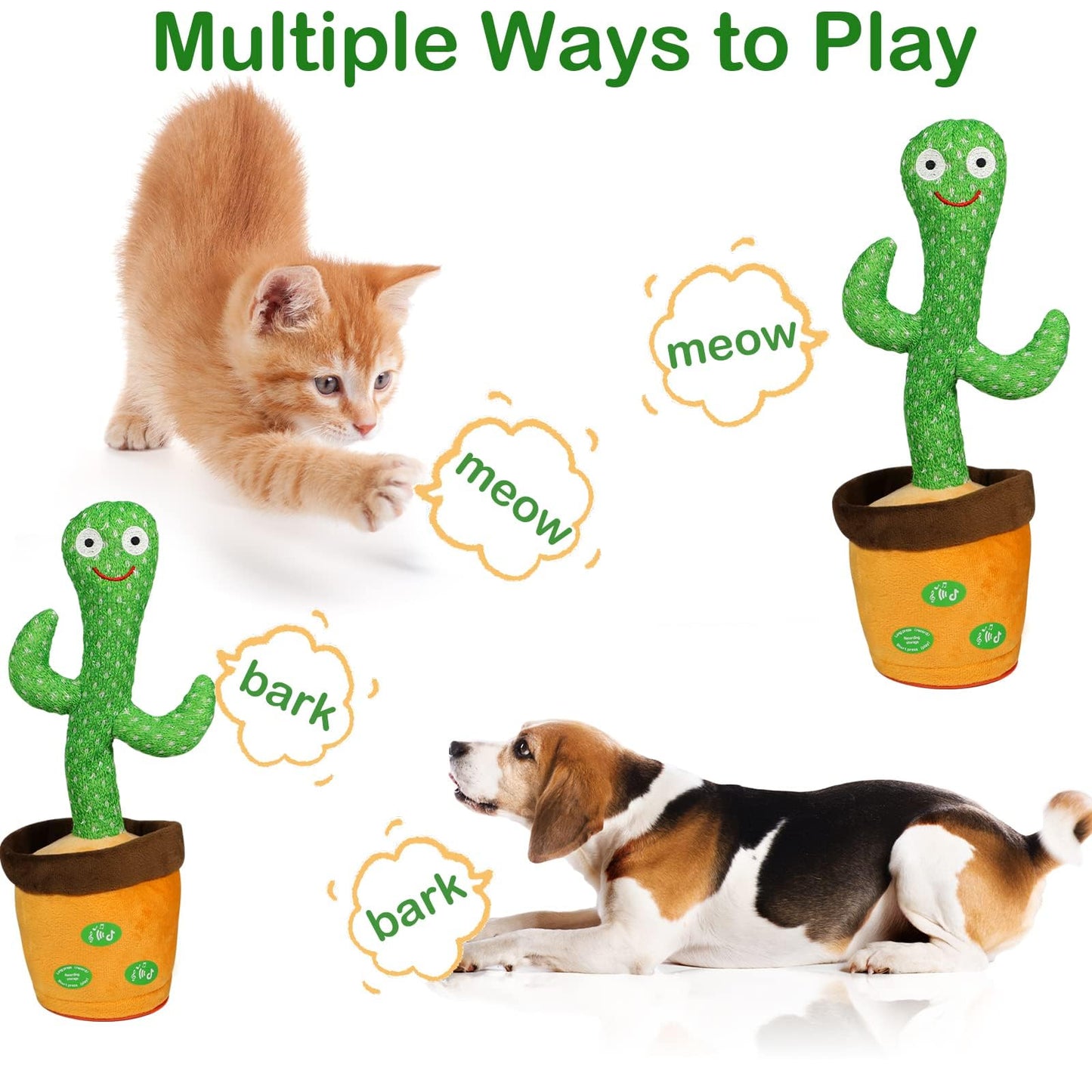HICAS Dancing Talking Cactus Toy Repeat What You Say Singing Cactus Voice Recorder Baby Toys Volume Control with 120 Songs Funny Children Education Toys, Gifts and Home Decoration