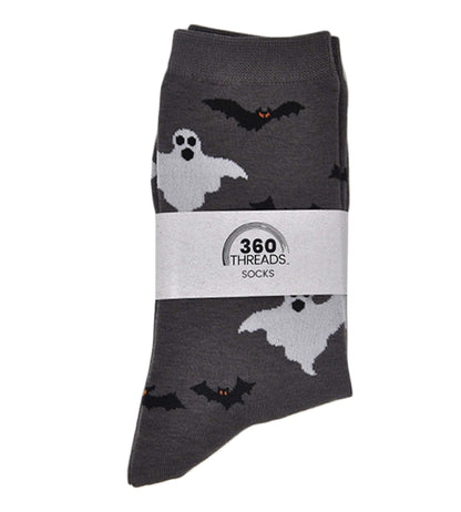 360 Threads Womens Novelty Socks 2 Pair Set Halloween (Jack-o-Lanterns & Ghosts)