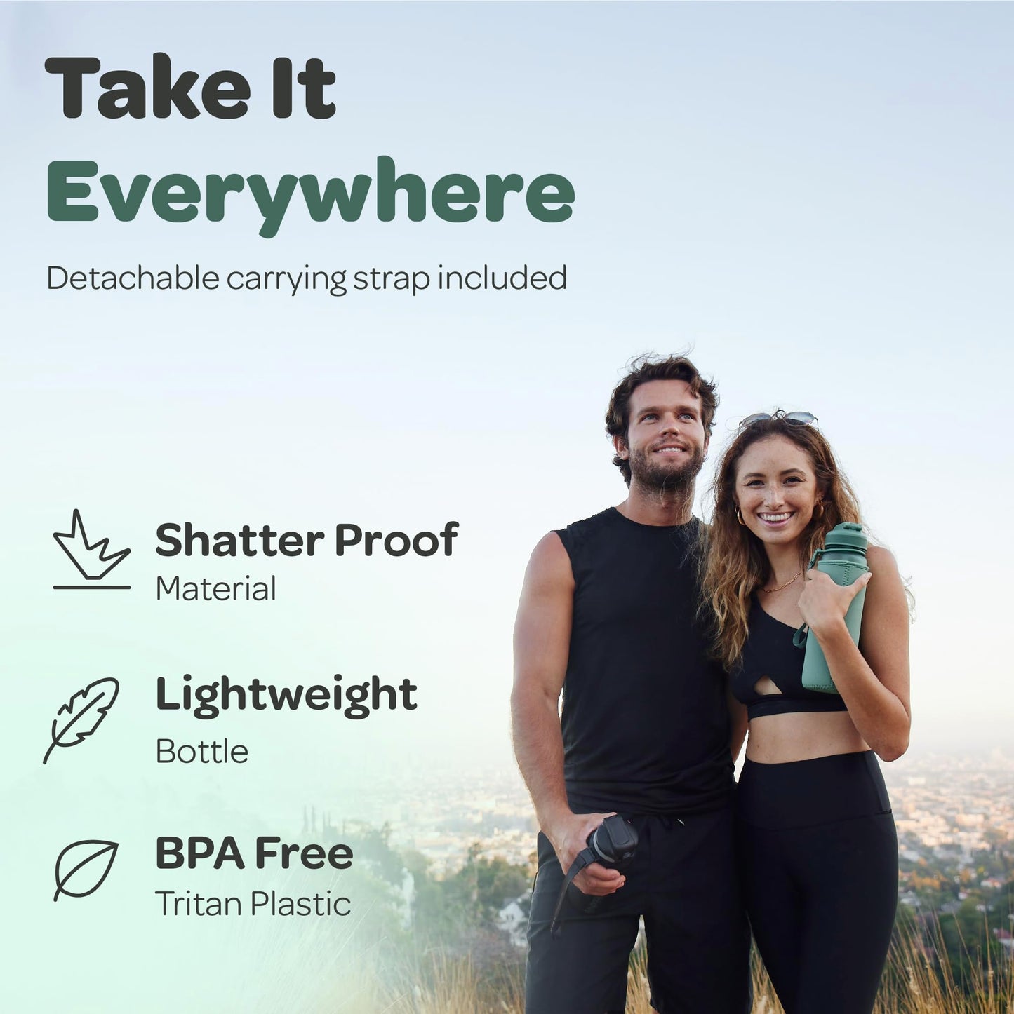 Hydracy Water Bottle with Time Marker - Large 32 oz BPA Free Gym Bottle & No Sweat Sleeve -Leak Proof Lid with Fruit Infuser Strainer & Times to Drink - Ideal for Fitness Sports & Outdoors