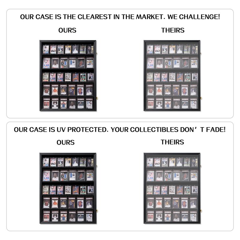 KCRasan 3 Pack 35 Graded Sports Card Display Frame -Baseball Card Display Case Lockable - Trading Card Collector Wall Display Holder for Basketball Football Cards, UV Protection Acrylic