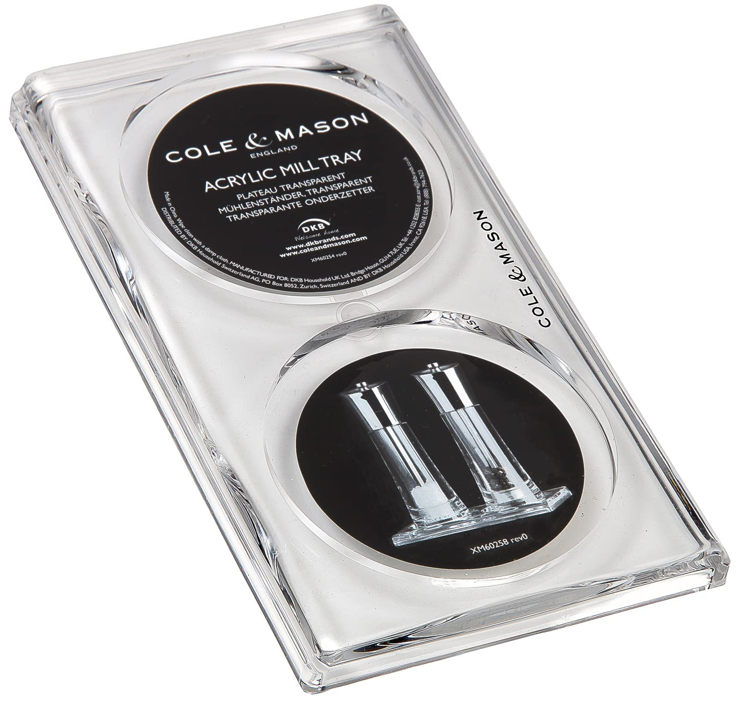Cole & Mason H306119 Ramsgate Clear Salt and Pepper Mill Tray, Salt and Pepper Tray/Oil and Vinegar Bottles Tray, Acrylic, (H) 13 mm x (W) 95 mm x (D) 157 mm, Mills Not included