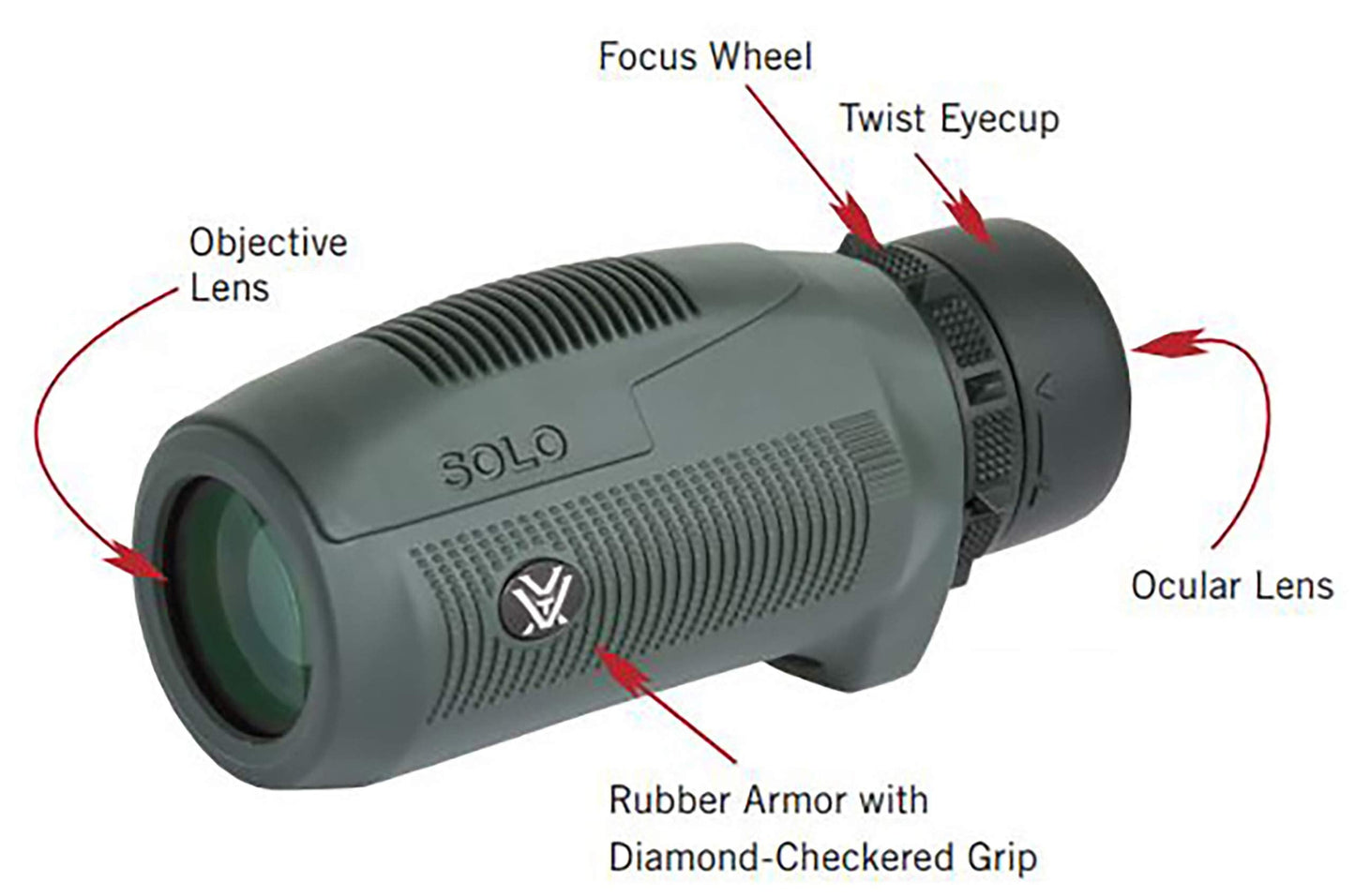 Vortex Optics Solo Monocular 10x25 - Adjustable Eyecup, Fully Multi-Coated Lenses, Rubber Armor, Non-Slip Grip, Fogproof, Waterproof - Unlimited, Unconditional Warranty