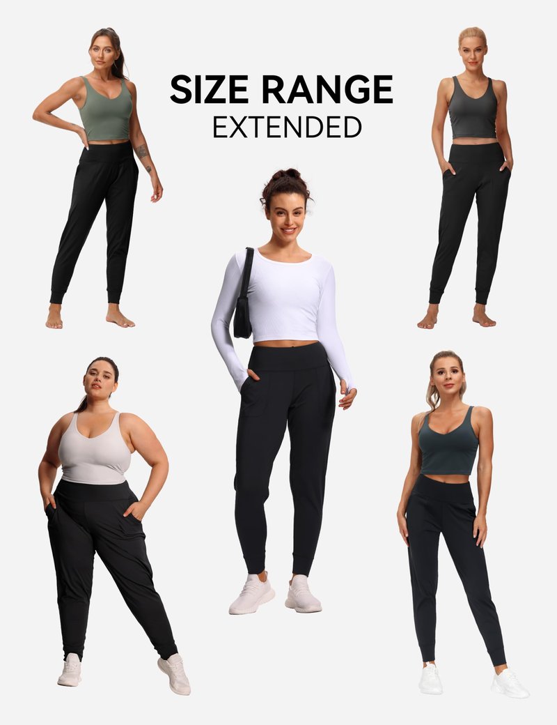 THE GYM PEOPLE Womens Joggers Pants with Pockets Athletic Leggings Tapered Lounge Pants for Workout, Yoga, Running, Training (Medium, Black)