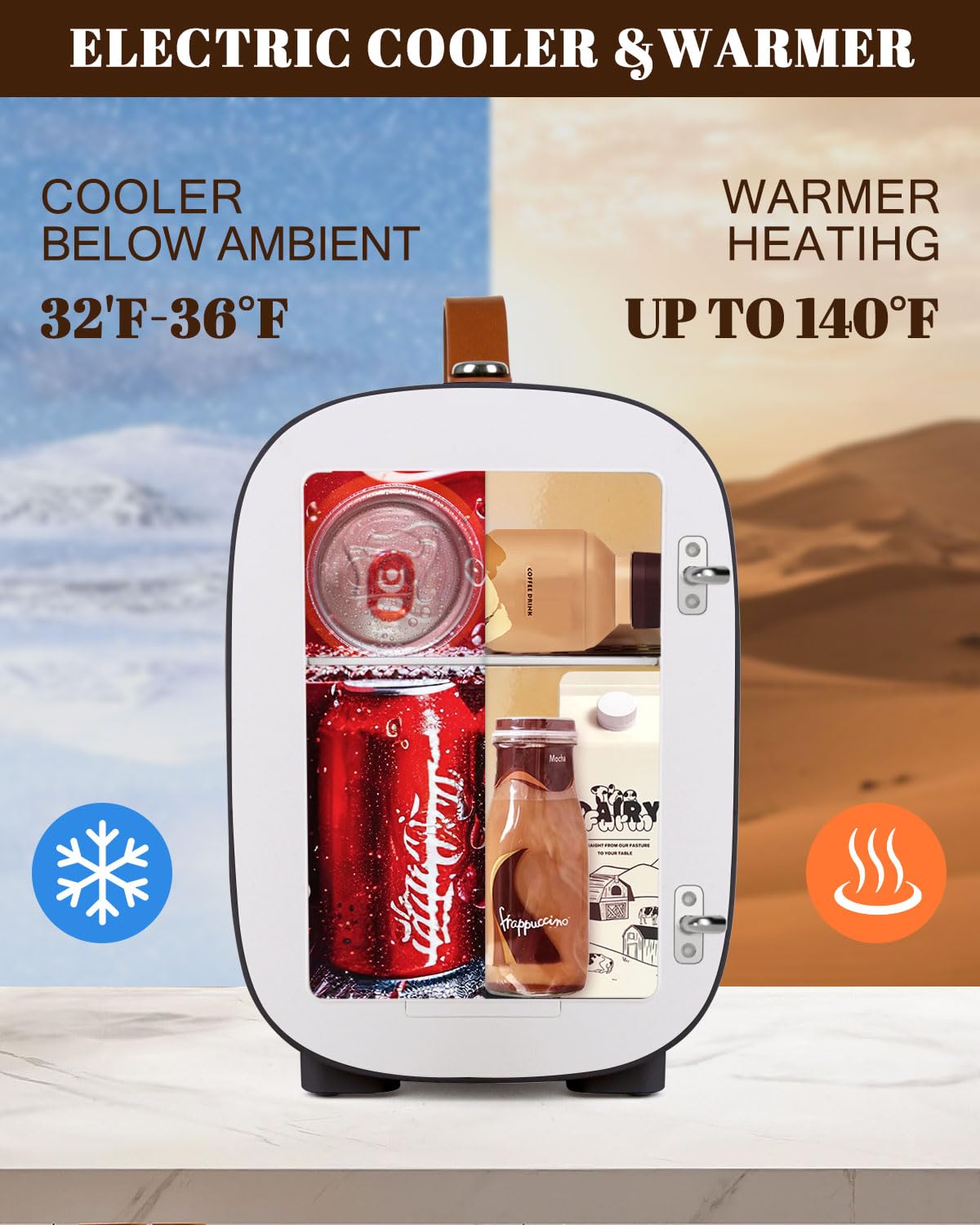 FANSEXPERT Mini Fridge for Bedroom, 4 Liter/6 Cans Skincare Small Refrigerator, AC/DC Portable Mini Cooler & Warmer, Small Fridge for Camping, Dorm, Office, Car (Black)