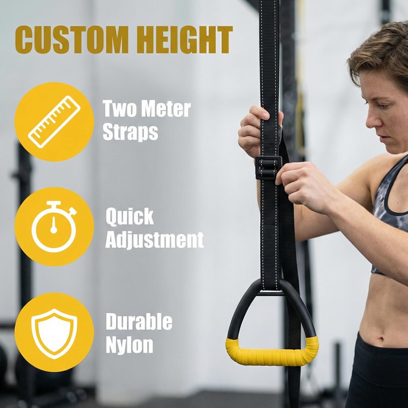HaeNayc Gymnastic Rings, Gymnastic Rings Equipment, Pull-up Gymnastic Rings, Home Gymnastic Rings no-Punch bar Lanyard for Training Workouts (Yellow)