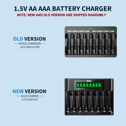 EBL 8 Pack Rechargeable Lithium AA Batteries, 1.5V 3000mWh Double a Batteries Long Lasting AA Li-ion Battery (8AA with Charger)