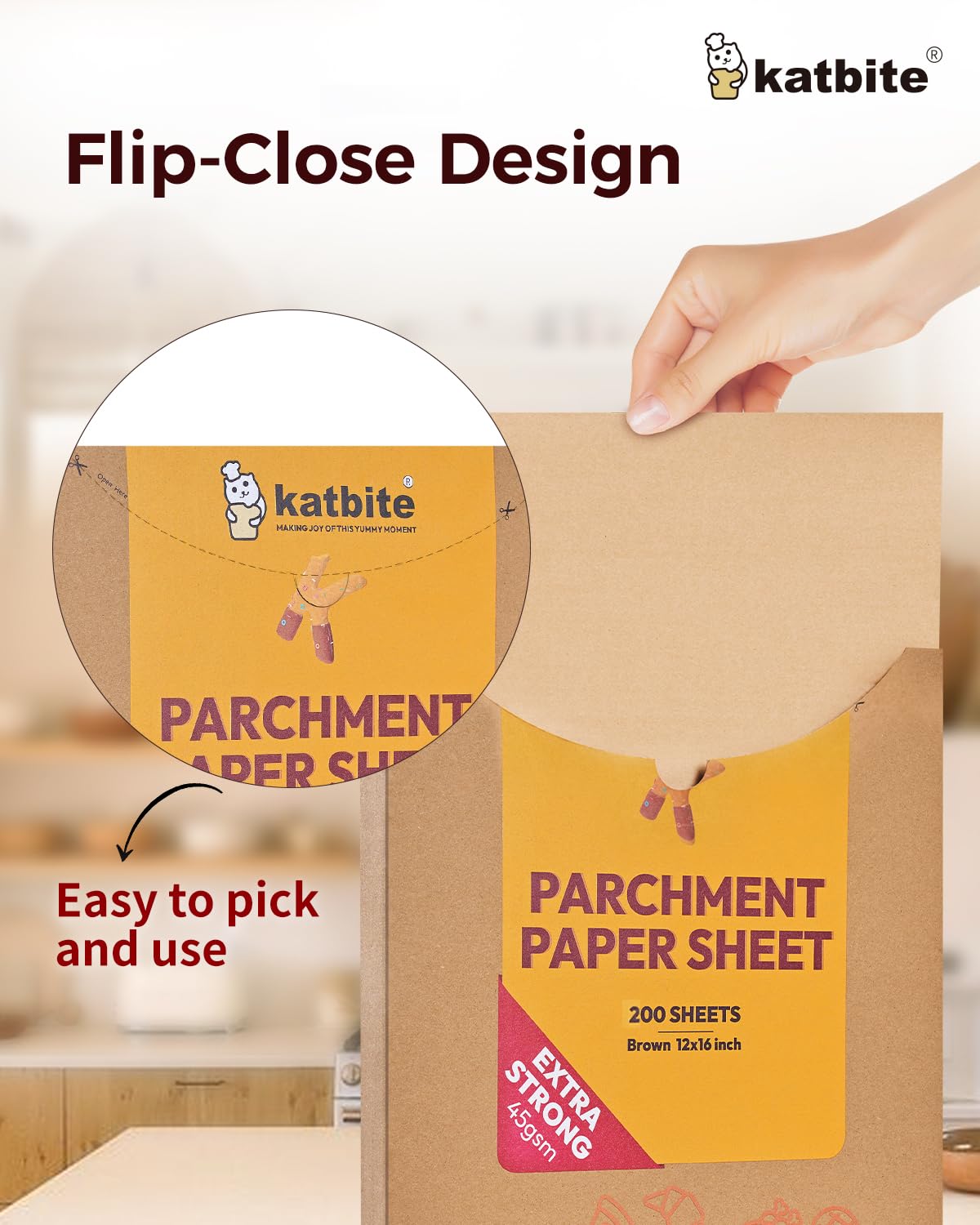 Unbleached Parchment Paper 200 PCS, Katbite 12X16 inches（30X40cm） Baking Paper, Heavy Duty and Non-Stick Parchment Paper Sheets for Baking for Air Fryer, Grilling, Steaming