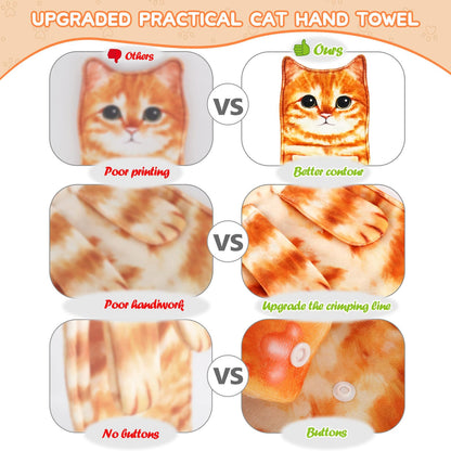 Infaccial Funny Cat Hand Towel for Kitchen and Bathroom,Decorative Hanging Cat Towels for Cat Lovers,Christmas Cat Gifts for Women(Orange Cat)