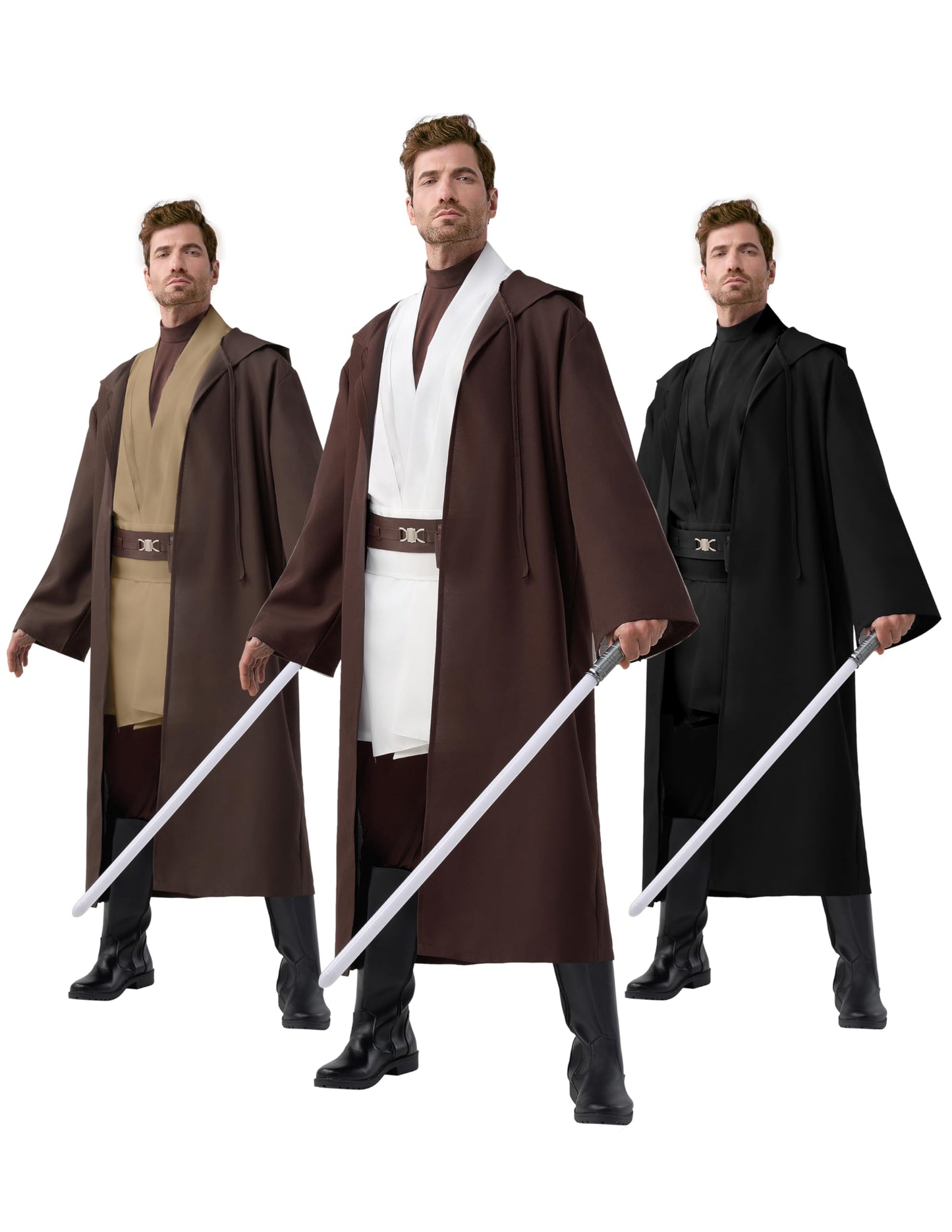 Spooktacular Creations Halloween Mens Tunic Hooded Cloak, Knight Costume Men, Tunic Hooded Robe Set with Pants, Halloween Costumes Adult for Cosplay (Medium)