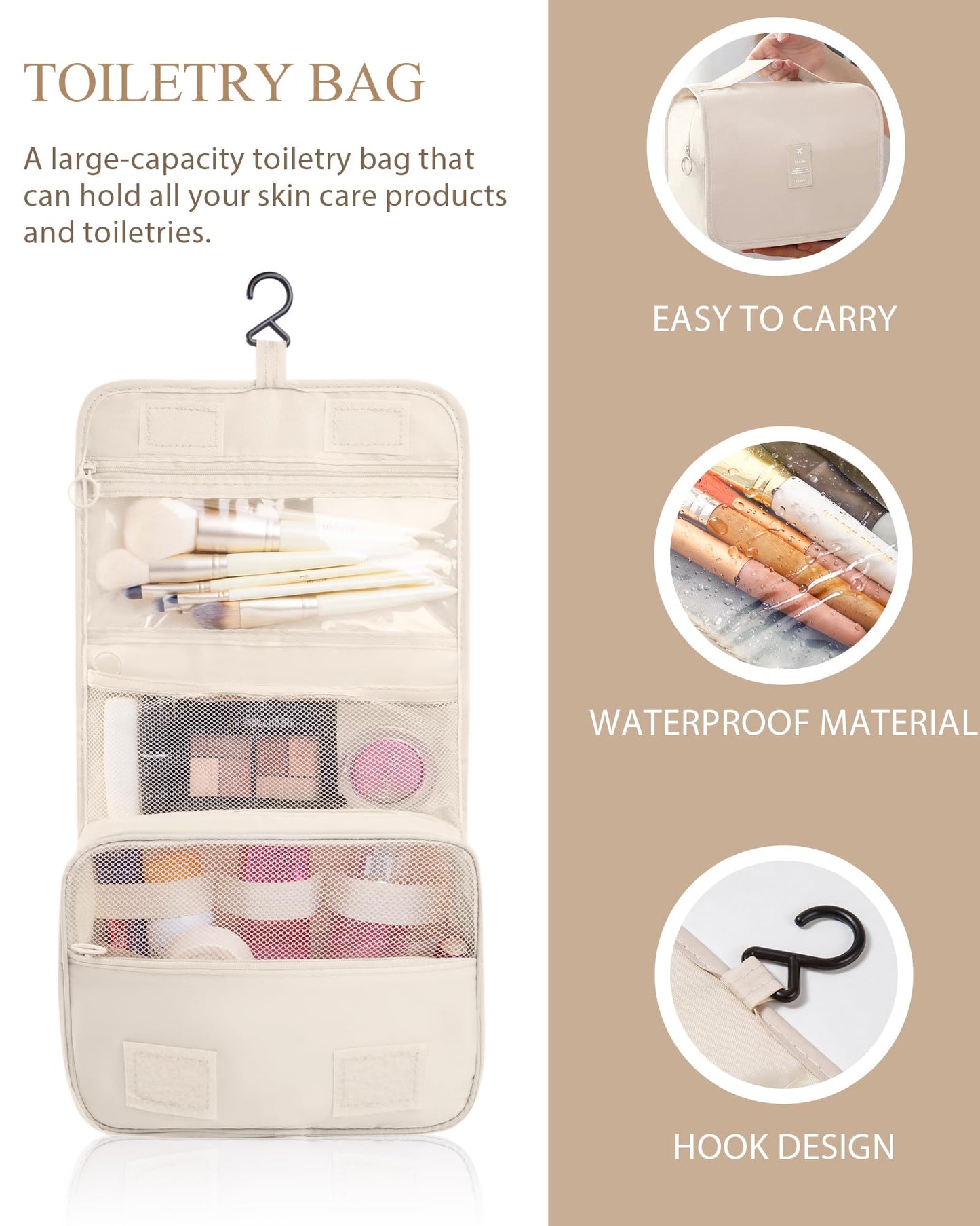 Packing Cubes for Suitcase, 10 PCS Travel Luggage Organizers, Travel Essentials, Waterproof Packing Organisers, Luggage Organizer Bags, Beige