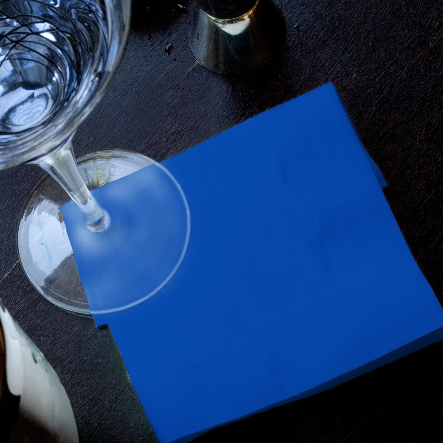 Cocktail Napkins 3-ply 80PCS Blue Beverage Napkin Disposable Paper Cocktail Napkins Dinner Napkins for Birthday Graduation Party Restaurant Bar Picnic