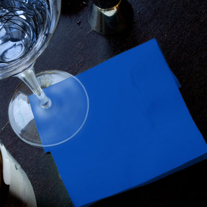 Cocktail Napkins 3-ply 80PCS Blue Beverage Napkin Disposable Paper Cocktail Napkins Dinner Napkins for Birthday Graduation Party Restaurant Bar Picnic