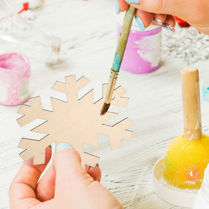 Tatuo 120 Pieces Unfinished Wooden Ornaments Christmas Wood Ornaments Hanging Embellishments Crafts for DIY, Christmas Hanging Decoration in 10 Shapes