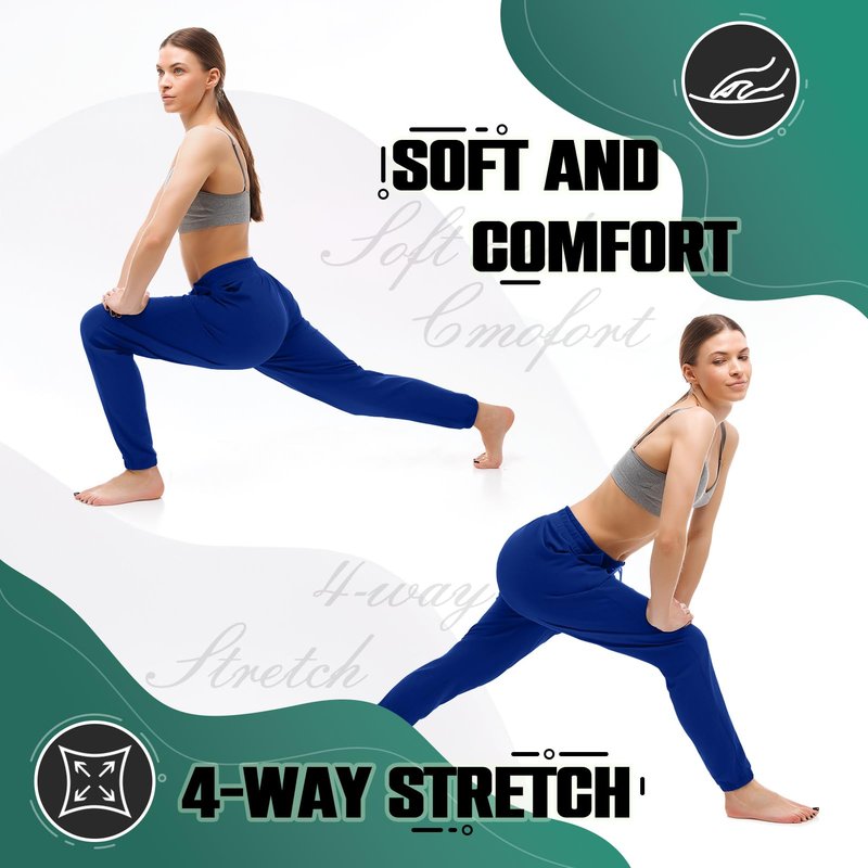 Walifrey Womens Joggers with Pockets, Drawstring Sweatpants Women for Lounging Jogging Gym and Workout RoyalBlue,1 Pack RoyalBlue XL